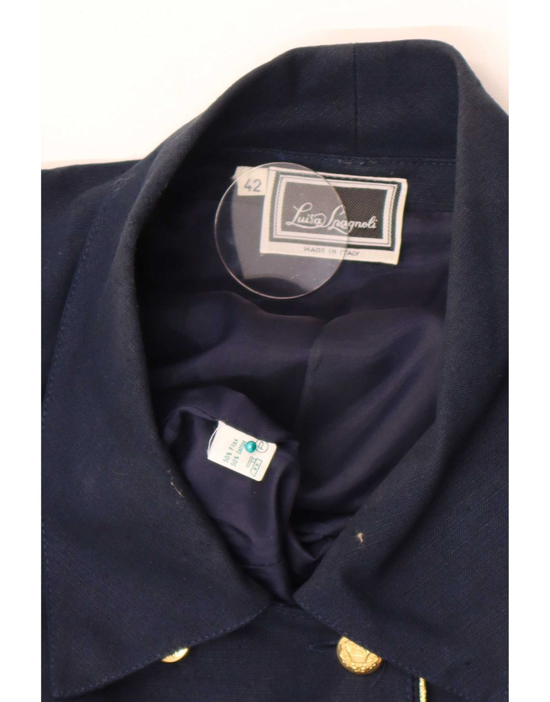 Luisa Spagnoli Womens Short Sleeve Cardigan Top IT 42 Medium Navy Blue