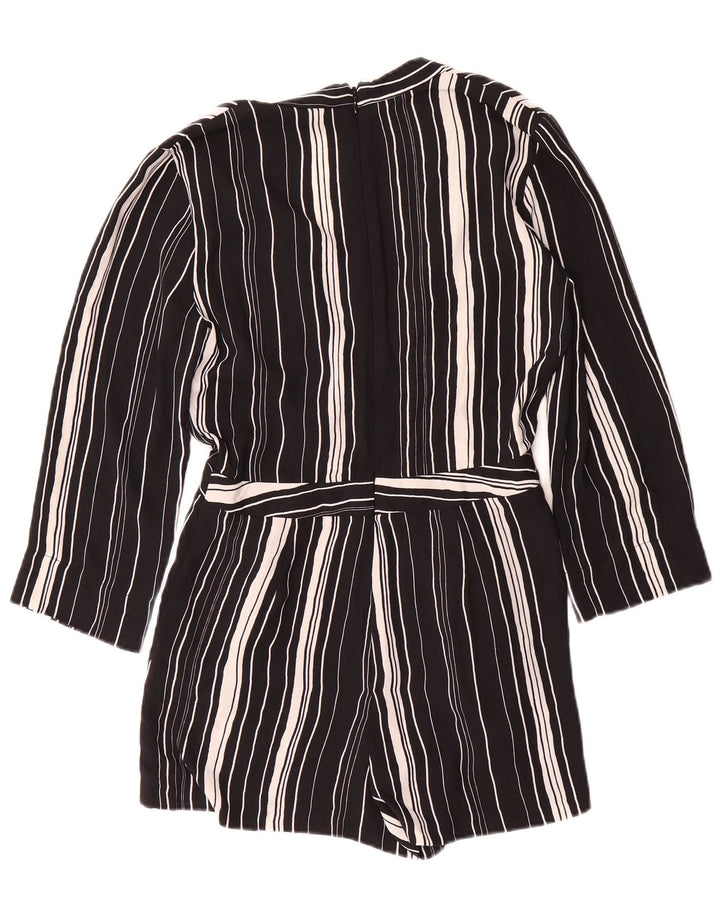 TOPSHOP Womens 3/4 Sleeve Playsuit UK 10 Small  Black Striped
