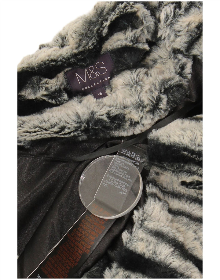 Marks & Spencer Womens Bolero Jacket UK 16 Large Black Animal Print