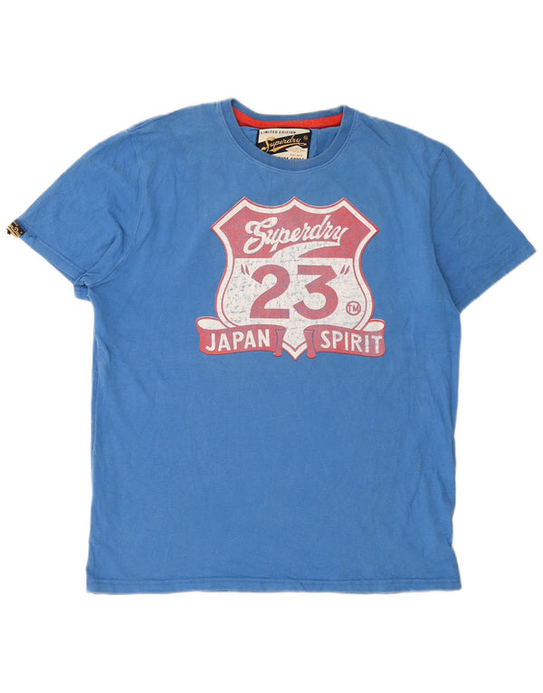 Superdry Mens Graphic T-Shirt Top 2XL Blue Cotton