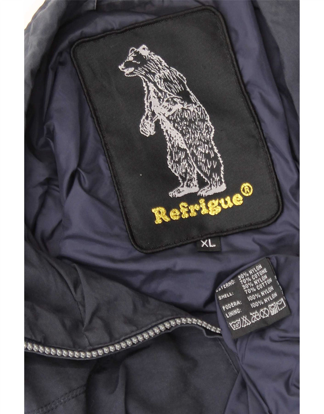 Refrigue Mens Bomber Jacket UK 42 XL Navy Blue Nylon