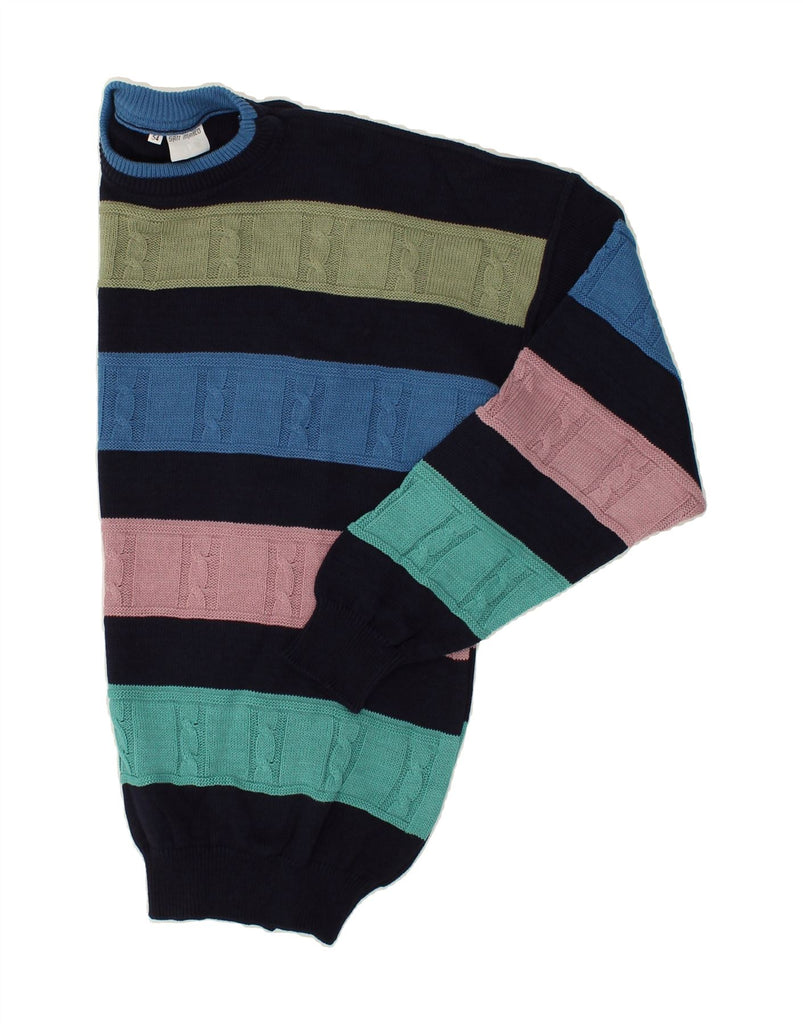 VINTAGE Mens Crew Neck Jumper Sweater IT 54 XL Multicoloured Striped | Vintage Vintage | Thrift | Second-Hand Vintage | Used Clothing | Messina Hembry 