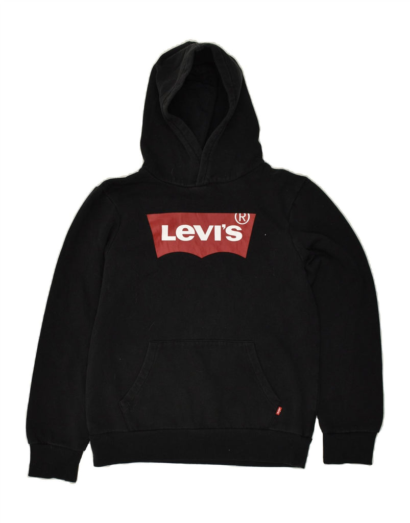 LEVI'S Boys Graphic Hoodie Jumper 13-14 Years Black Cotton | Vintage Levi's | Thrift | Second-Hand Levi's | Used Clothing | Messina Hembry 