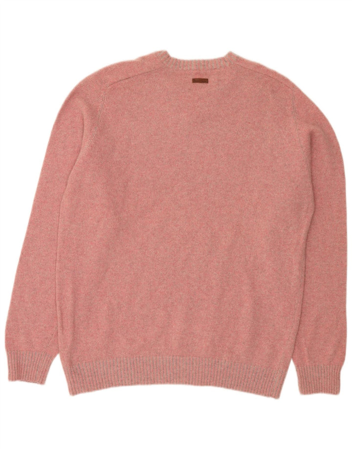 Marlboro Classics Mens V-Neck Jumper Sweater 2XL Pink Wool