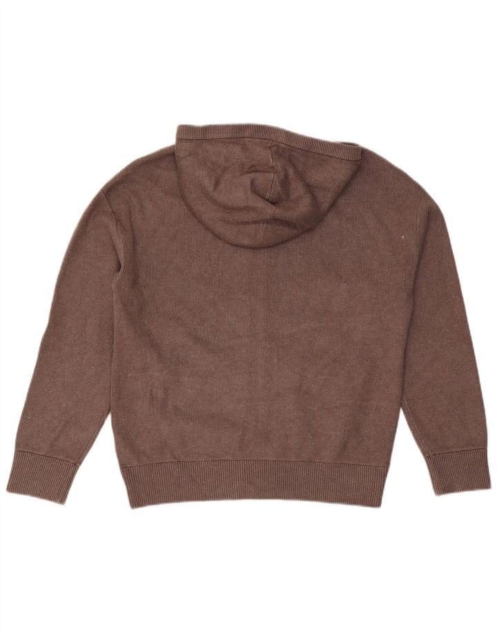 Marks & Spencer Womens Hooded Cardigan Sweater UK 14 Medium Brown Viscose