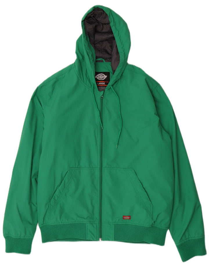 DICKIES Mens Hooded Bomber Jacket Large Green Polyamide