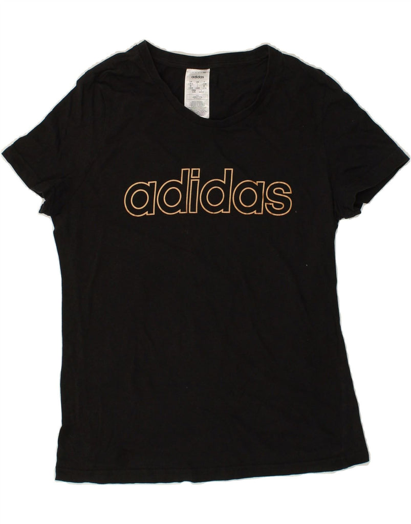 ADIDAS Womens Graphic T-Shirt Top UK 16/18 Large Black Cotton | Vintage Adidas | Thrift | Second-Hand Adidas | Used Clothing | Messina Hembry 