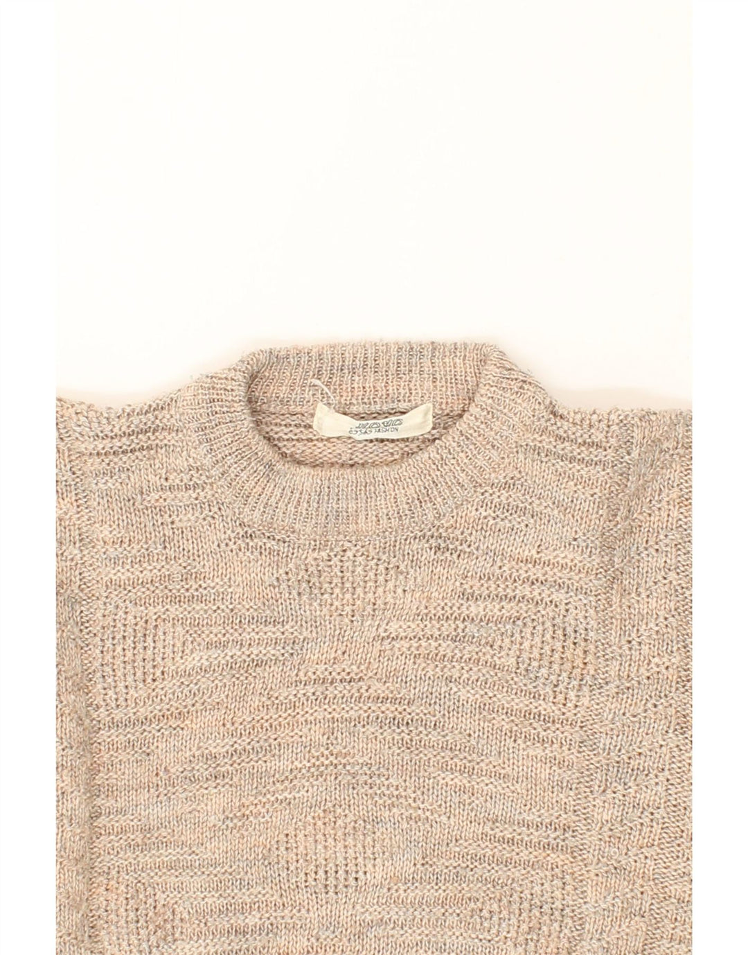 VINTAGE Womens Crew Neck Jumper Sweater UK 14 Medium Beige Vintage Vintage and Second-Hand Vintage from Messina Hembry 