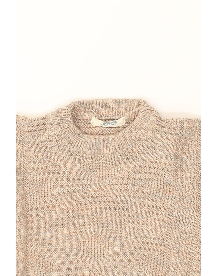 VINTAGE Womens Crew Neck Jumper Sweater UK 14 Medium Beige Vintage Vintage and Second-Hand Vintage from Messina Hembry 