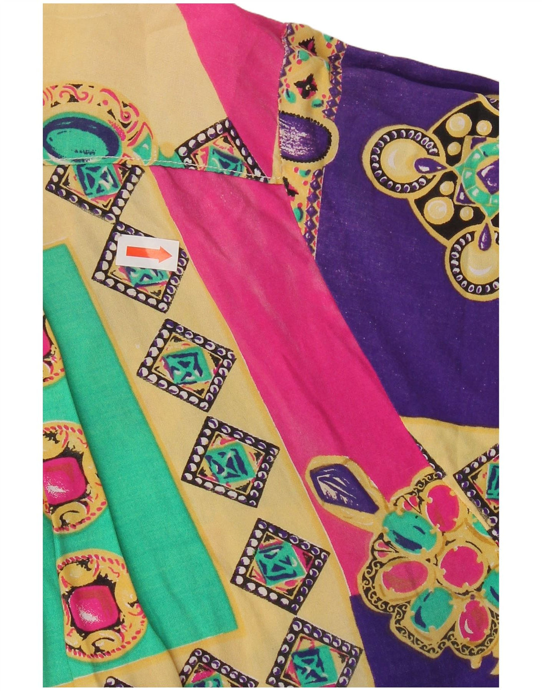 Vintage Womens Short Sleeve Shirt Blouse UK 20 2XL Multicoloured Patchwork