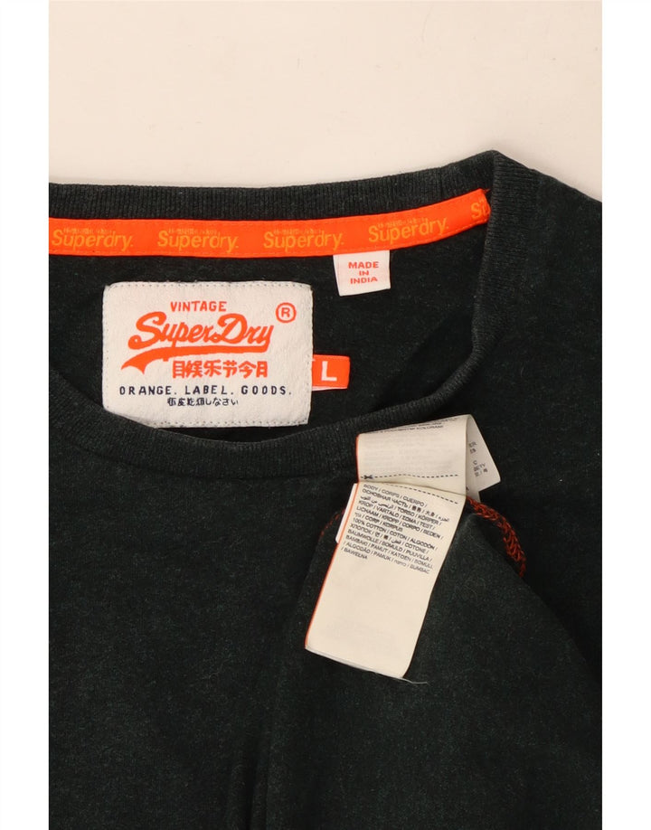 Superdry Mens T-Shirt Top Large Black Cotton