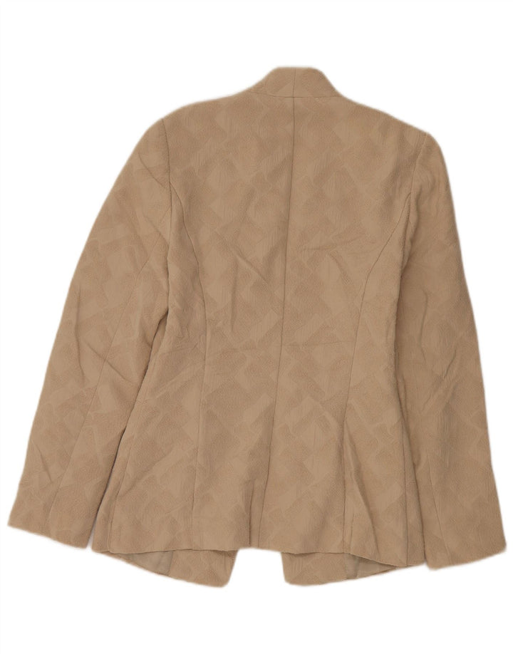 Marks & Spencer Womens Open Blazer Jacket UK 8 Small Beige Geometric