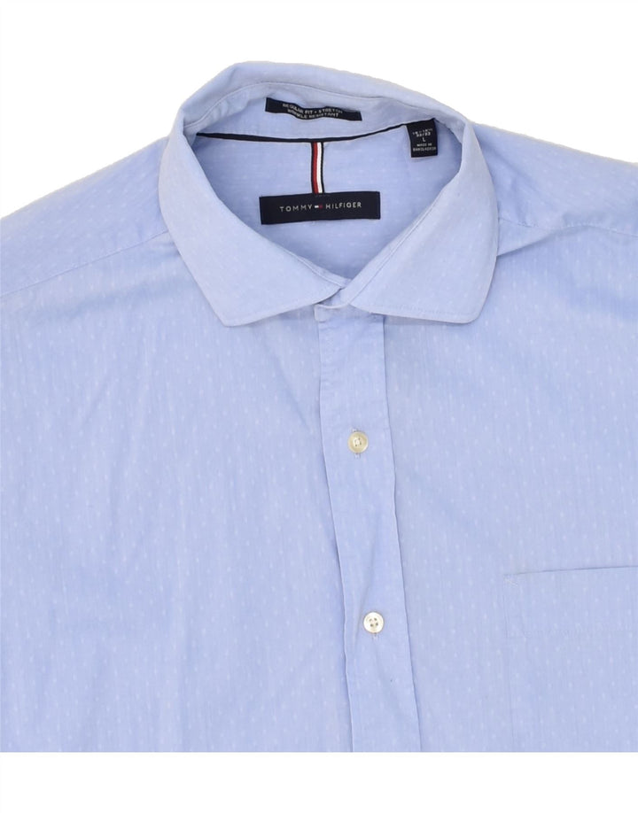 TOMMY HILFIGER Mens Regular Fit Shirt Size 16 16 1/2 Large Blue Spotted Vintage Tommy Hilfiger and Second-Hand Tommy Hilfiger from Messina Hembry 