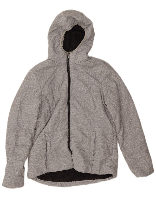 New Balance Womens Hooded Sherpa Jacket UK 14 Medium Grey Herringbone