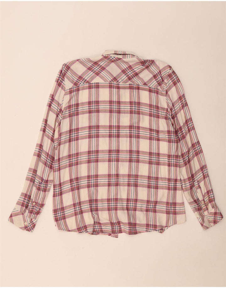 GAP Womens Flannel Shirt UK 16 Large Beige Check Rayon