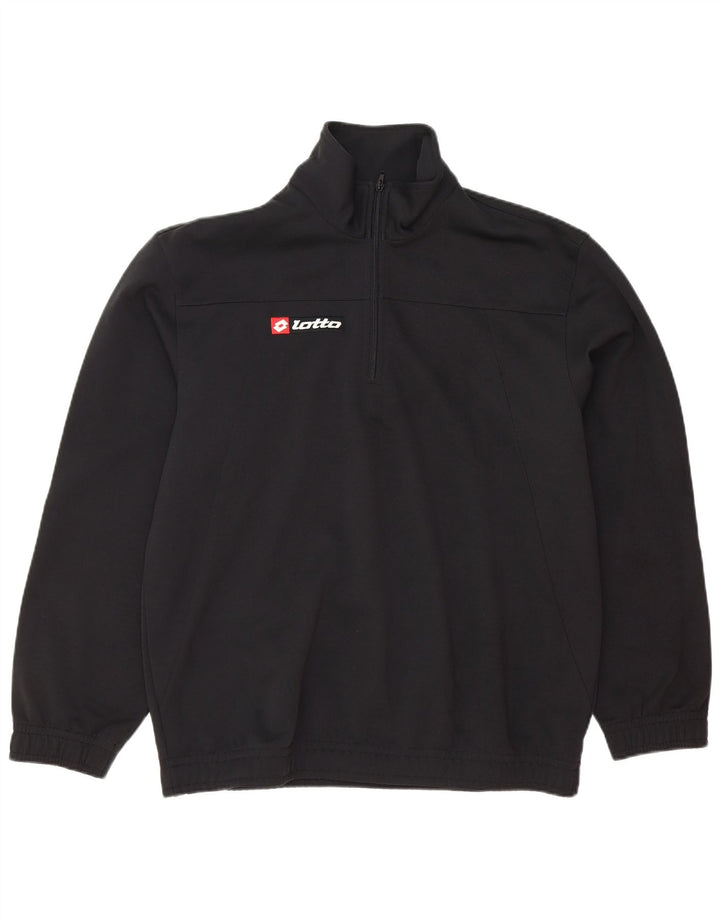 Lotto Mens Zip Neck Pullover Tracksuit Top XL Black Polyester Sports