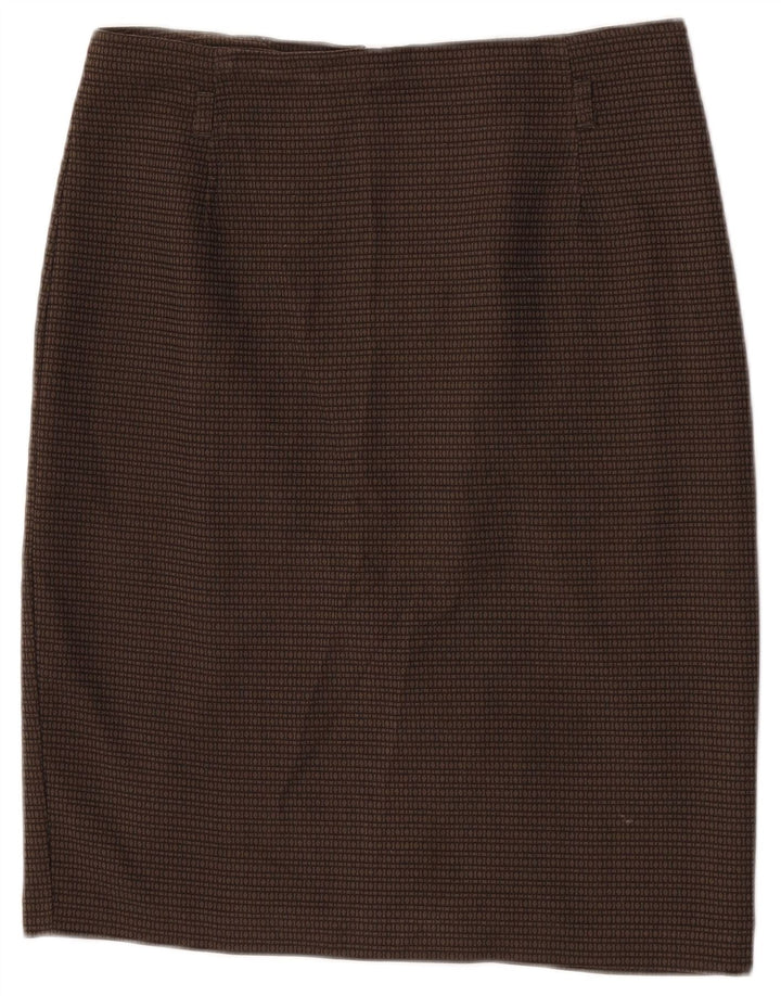 Marks & Spencer Womens Pencil Skirt  W32 Large Brown Geometric Polyester