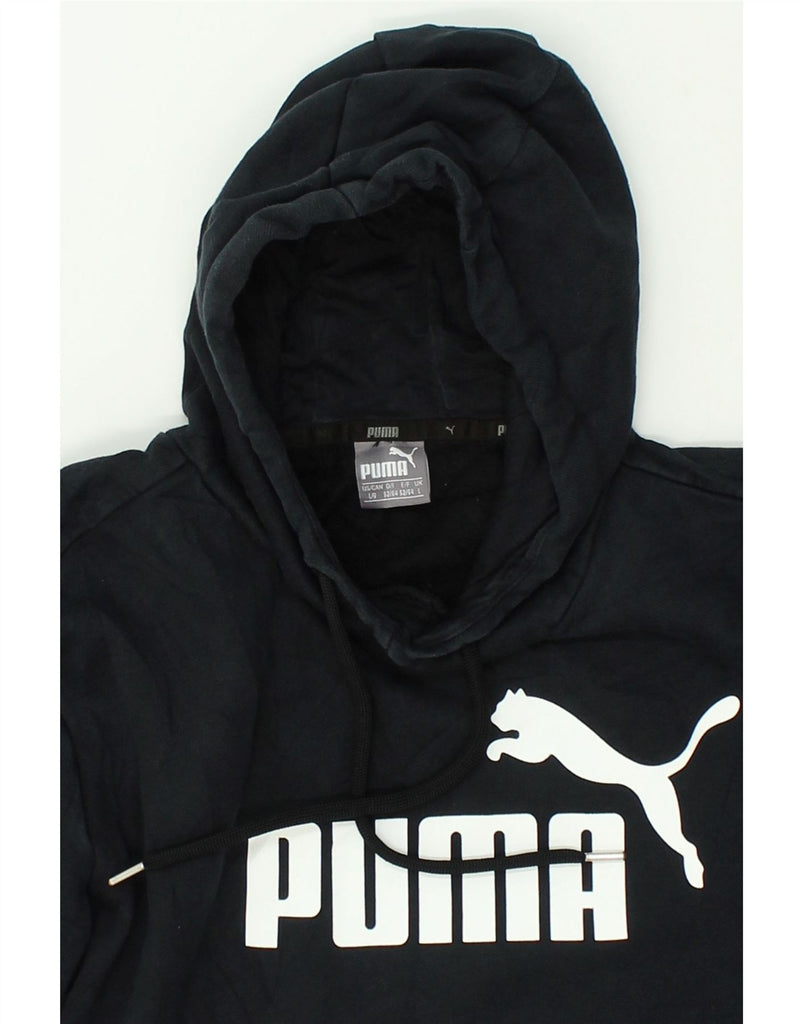 PUMA Mens Graphic Hoodie Jumper Large Black Cotton | Vintage Puma | Thrift | Second-Hand Puma | Used Clothing | Messina Hembry 