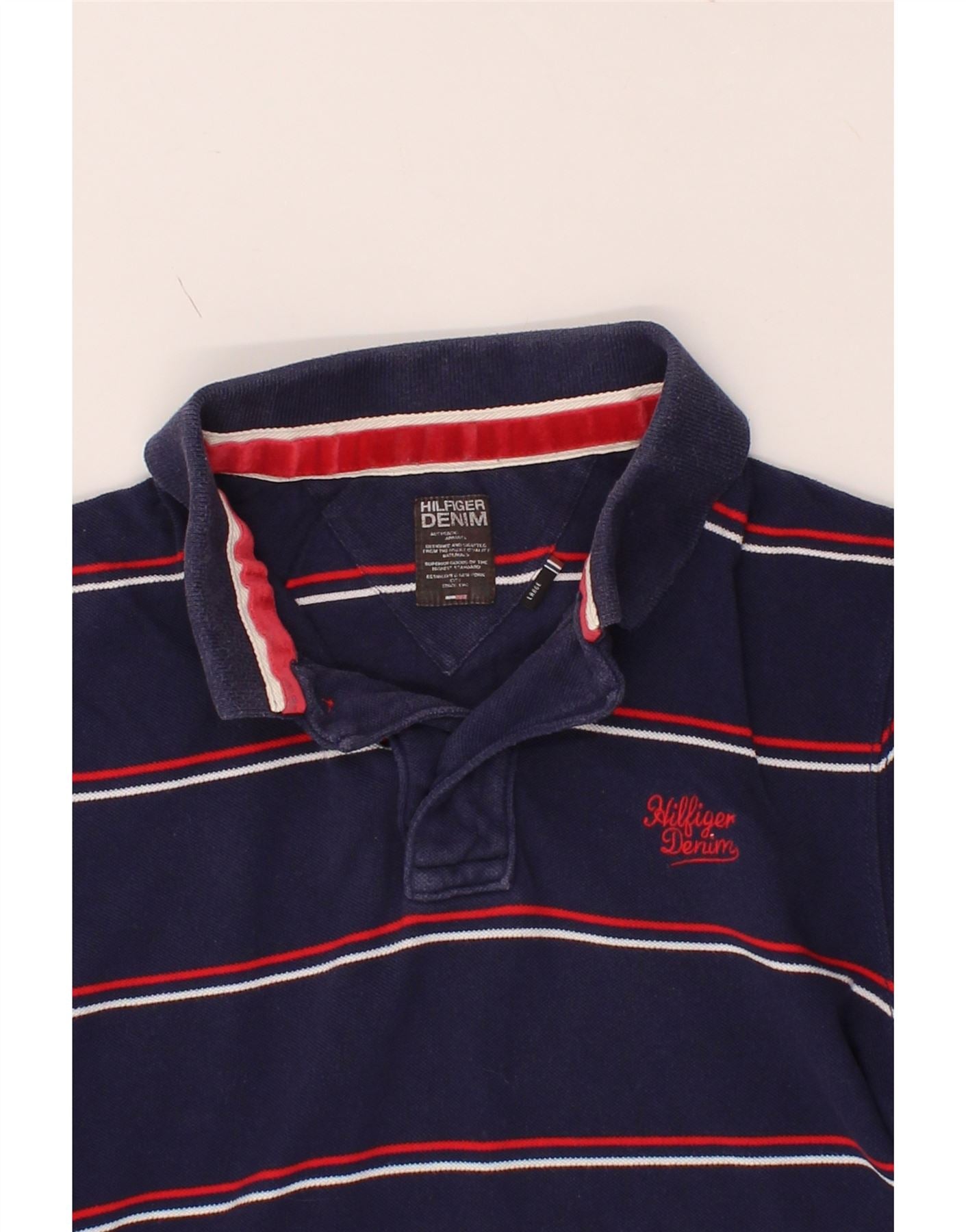 Tommy Hilfiger Striped Polo Shirt / Mens Large / Blue, outlet Red