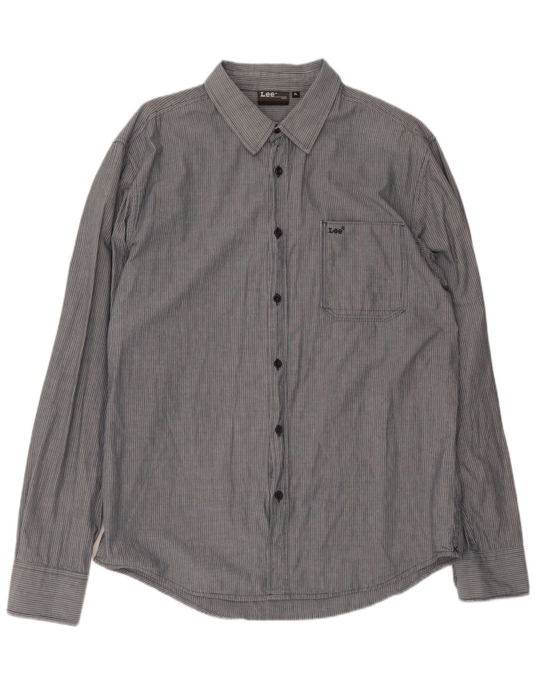 Lee Mens Shirt XL Grey Pinstripe Cotton