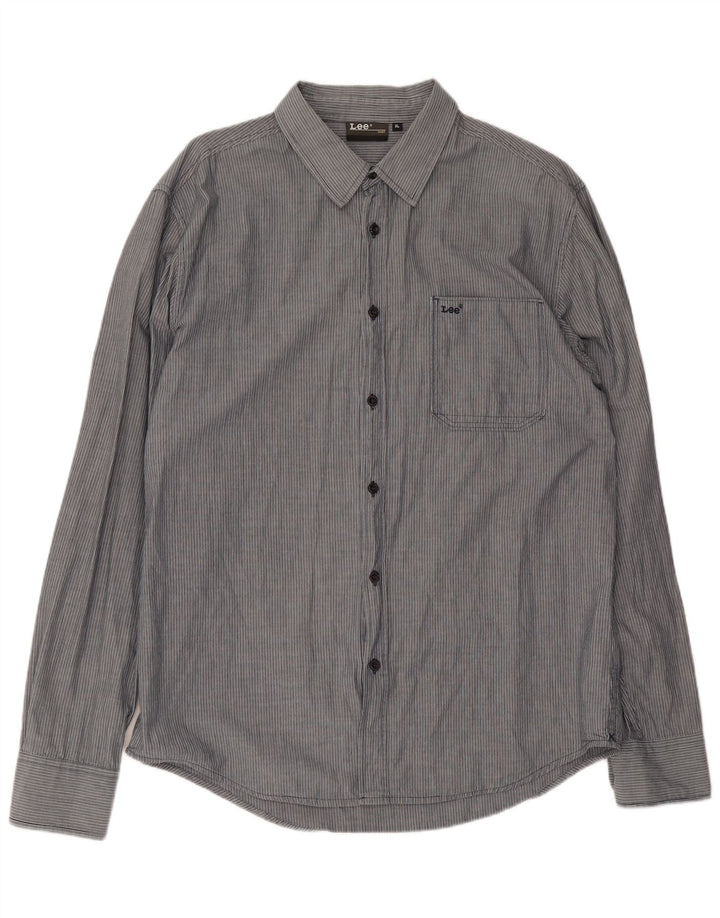 Lee Mens Shirt XL Grey Pinstripe Cotton