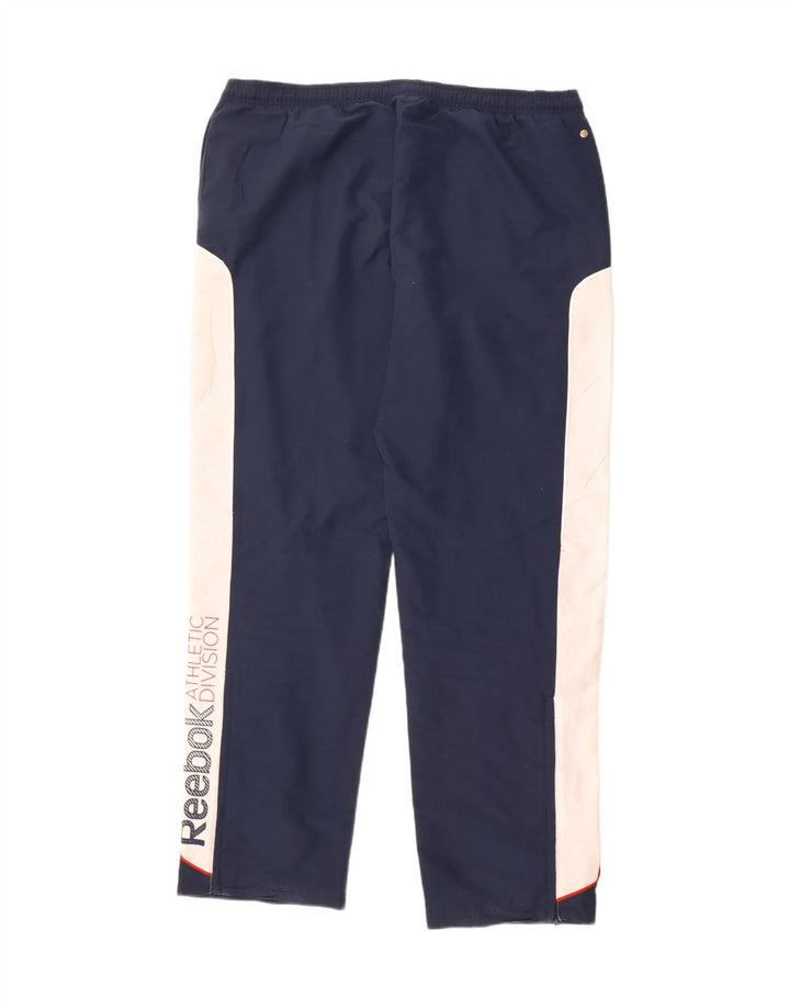 REEBOK Mens Graphic Tracksuit Trousers Large  Navy Blue Colourblock