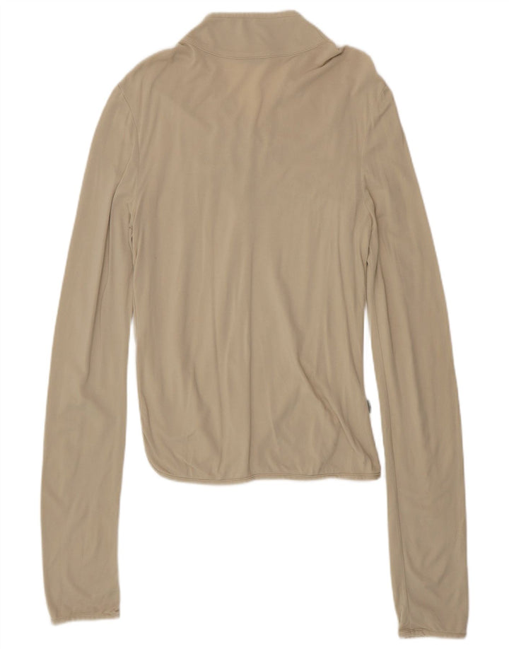 Nike Womens Dri Fit Top Long Sleeve UK 8/10 Small Beige