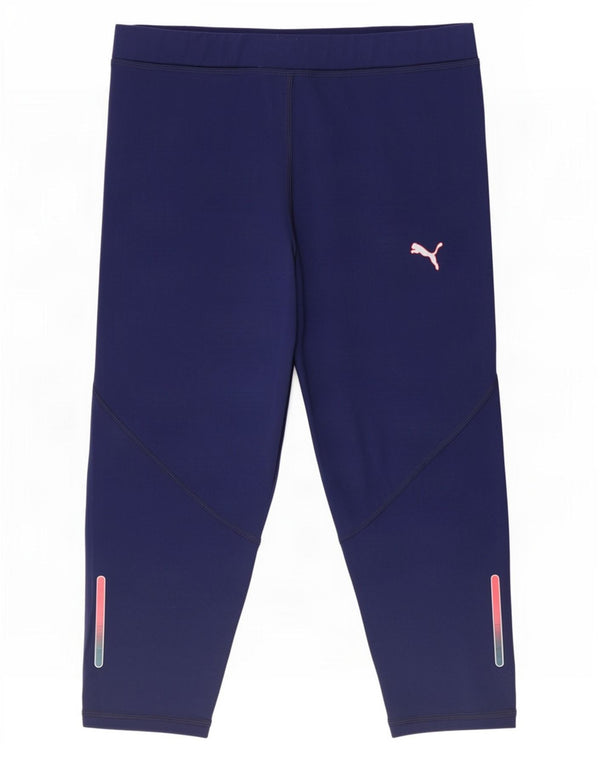 Puma Womens Capri Leggings UK 10 Small Navy Blue Polyester