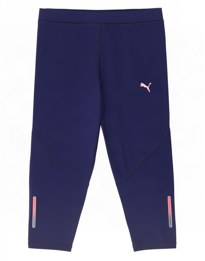 Puma Womens Capri Leggings UK 10 Small Navy Blue Polyester