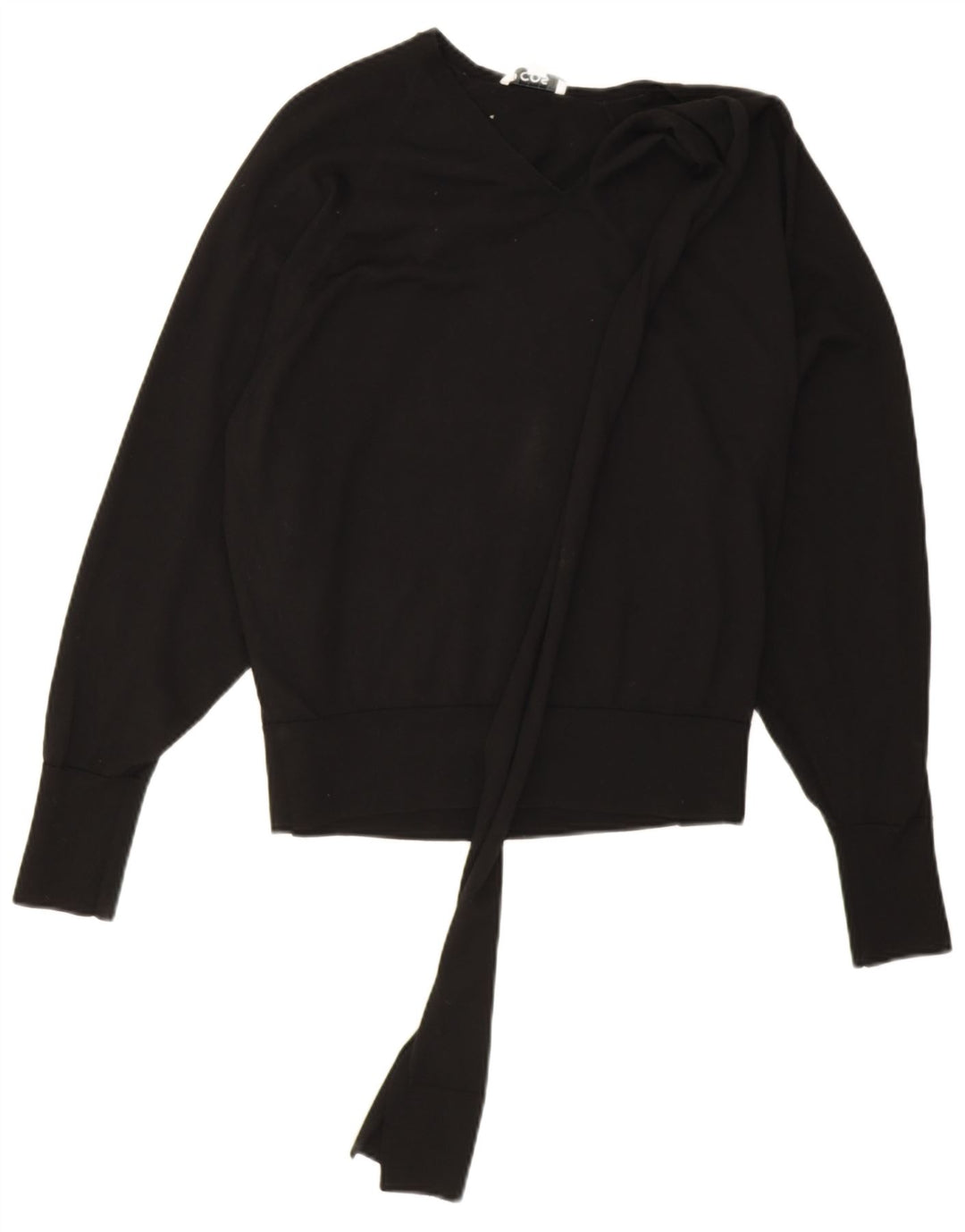 Cos Womens Oversized V-Neck Jumper Sweater UK 10 Small Black Wool