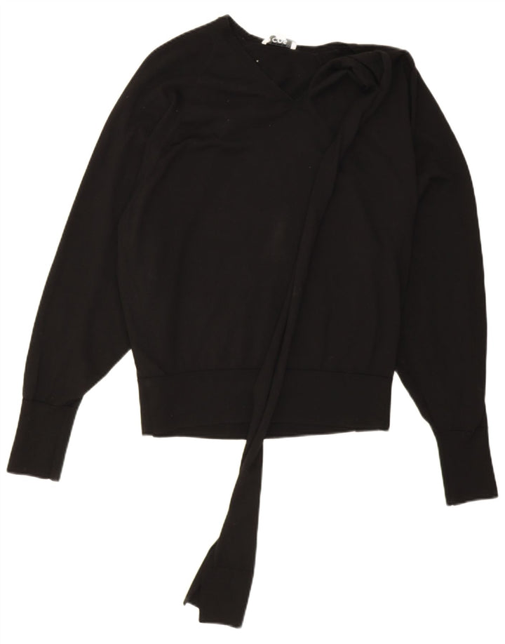 Cos Womens Oversized V-Neck Jumper Sweater UK 10 Small Black Wool