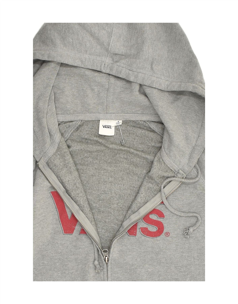 VANS Womens Graphic Zip Hoodie Sweater UK 10 Small Grey Cotton | Vintage Vans | Thrift | Second-Hand Vans | Used Clothing | Messina Hembry 