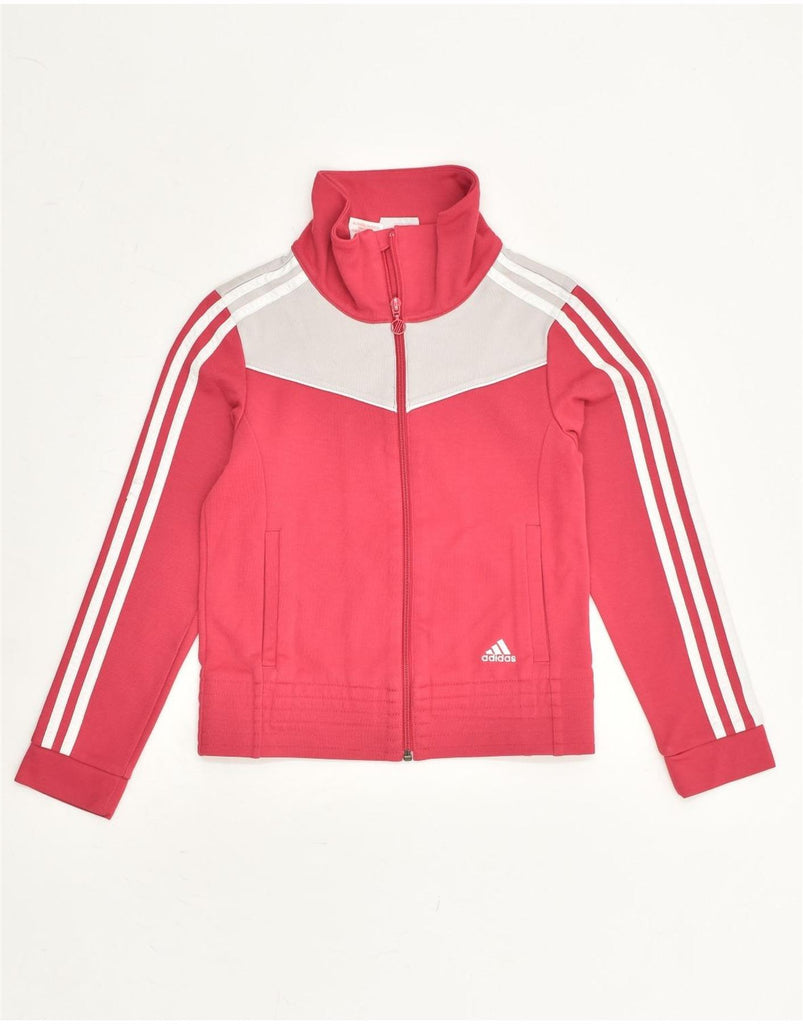 ADIDAS Girls Tracksuit Top Jacket 11-12 Years Pink Colourblock Cotton | Vintage Adidas | Thrift | Second-Hand Adidas | Used Clothing | Messina Hembry 