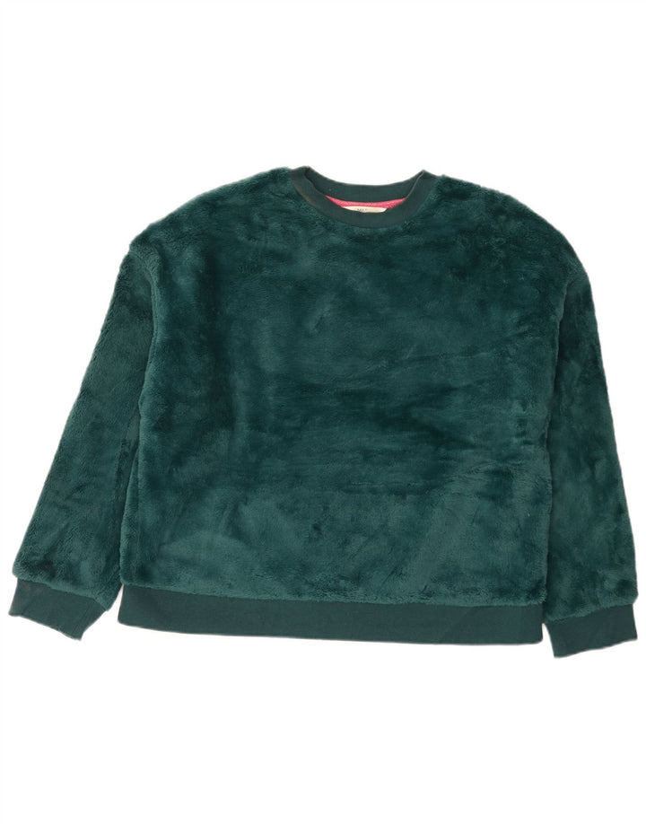 Marks & Spencer Womens Velour Sweatshirt Jumper UK 14 Medium Green
