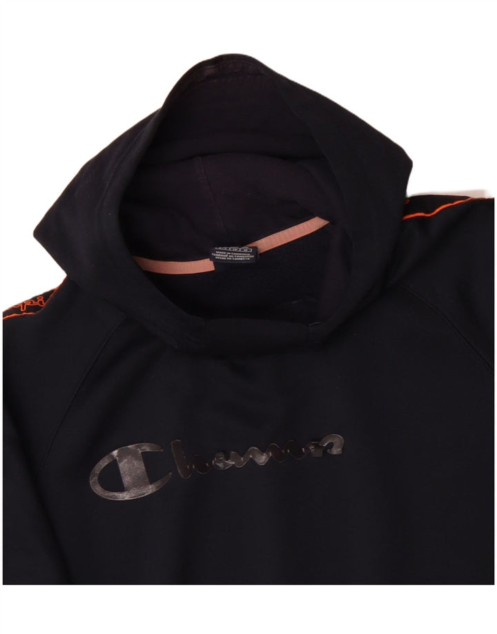 CHAMPION Mens Graphic Hoodie Jumper Medium Navy Blue Polyester
