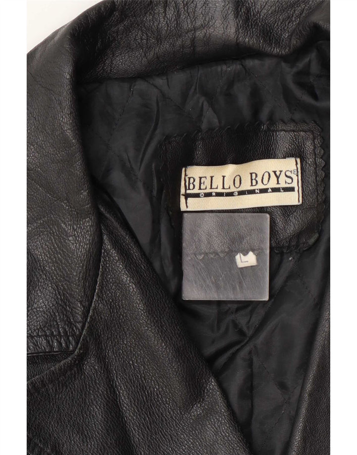 Bello Boys Womens Leather Coat UK 14 Large Black