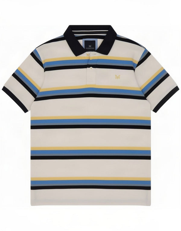 Crew Clothing Mens Rugby Polo Shirt Large White Striped Cotton