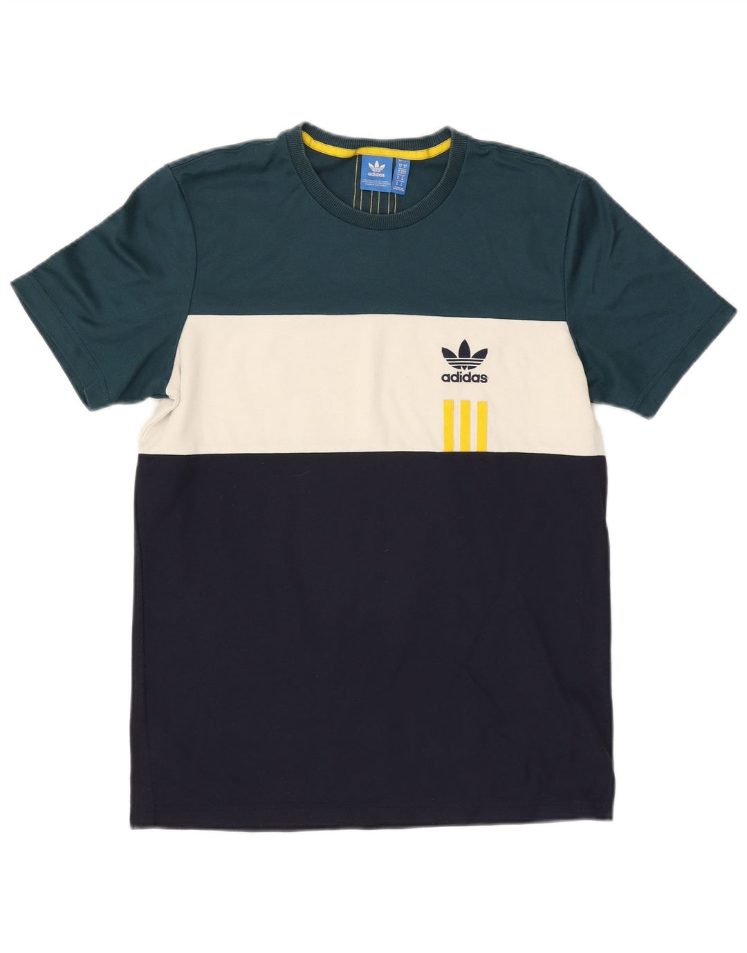 Adidas Mens T-Shirt Top Medium Multicoloured Colourblock Cotton