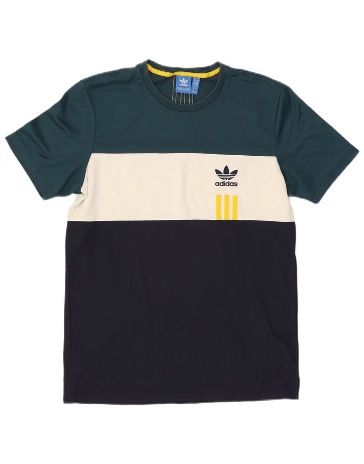 Adidas Mens T-Shirt Top Medium Multicoloured Colourblock Cotton