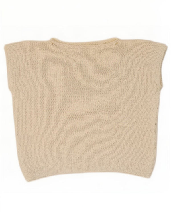 Vintage Womens Crop Vest Tank Top UK 12 Medium Off White