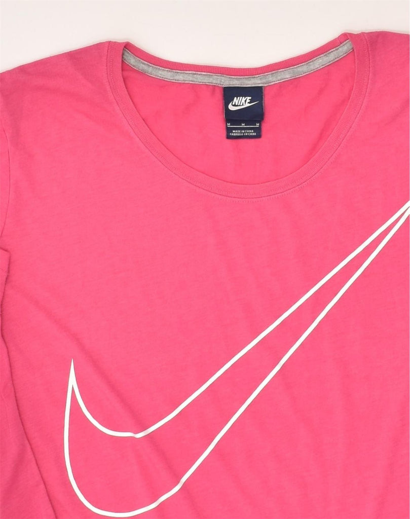 NIKE Womens Graphic T-Shirt Top UK 14 Medium Pink Polyester | Vintage Nike | Thrift | Second-Hand Nike | Used Clothing | Messina Hembry 