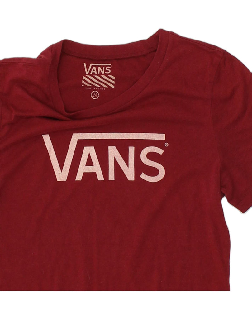 VANS Womens Graphic T-Shirt Top UK 12 Medium Maroon Cotton | Vintage Vans | Thrift | Second-Hand Vans | Used Clothing | Messina Hembry 