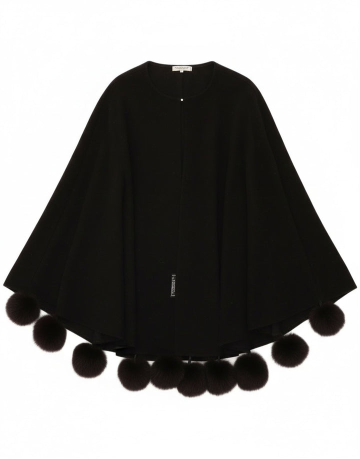 Vintage Womens Poncho Coat One Size  Black Wool