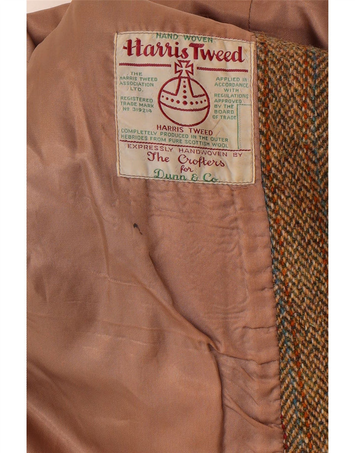 Harris Tweed Mens 3 Button Blazer Jacket UK 38 Medium Green Herringbone