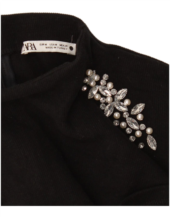 Zara Womens Top Long Sleeve UK 14 Medium Black