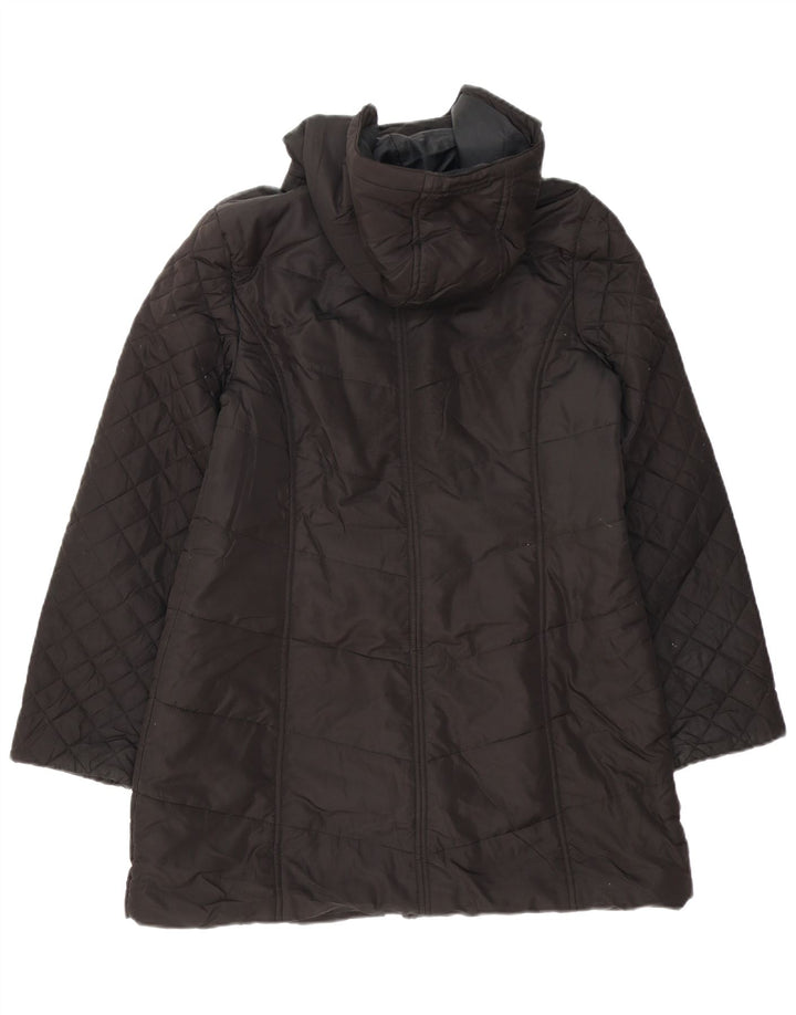 M&Co Womens Hooded Windbreaker Coat UK 14 Medium Black Polyester