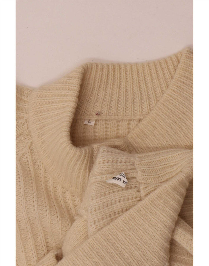 Vintage Womens Cardigan Sweater UK 16 Large Off White Wool