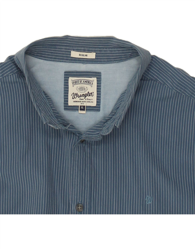 WRANGLER Mens Regular Fit Shirt XL Blue Pinstripe Cotton | Vintage Wrangler | Thrift | Second-Hand Wrangler | Used Clothing | Messina Hembry 