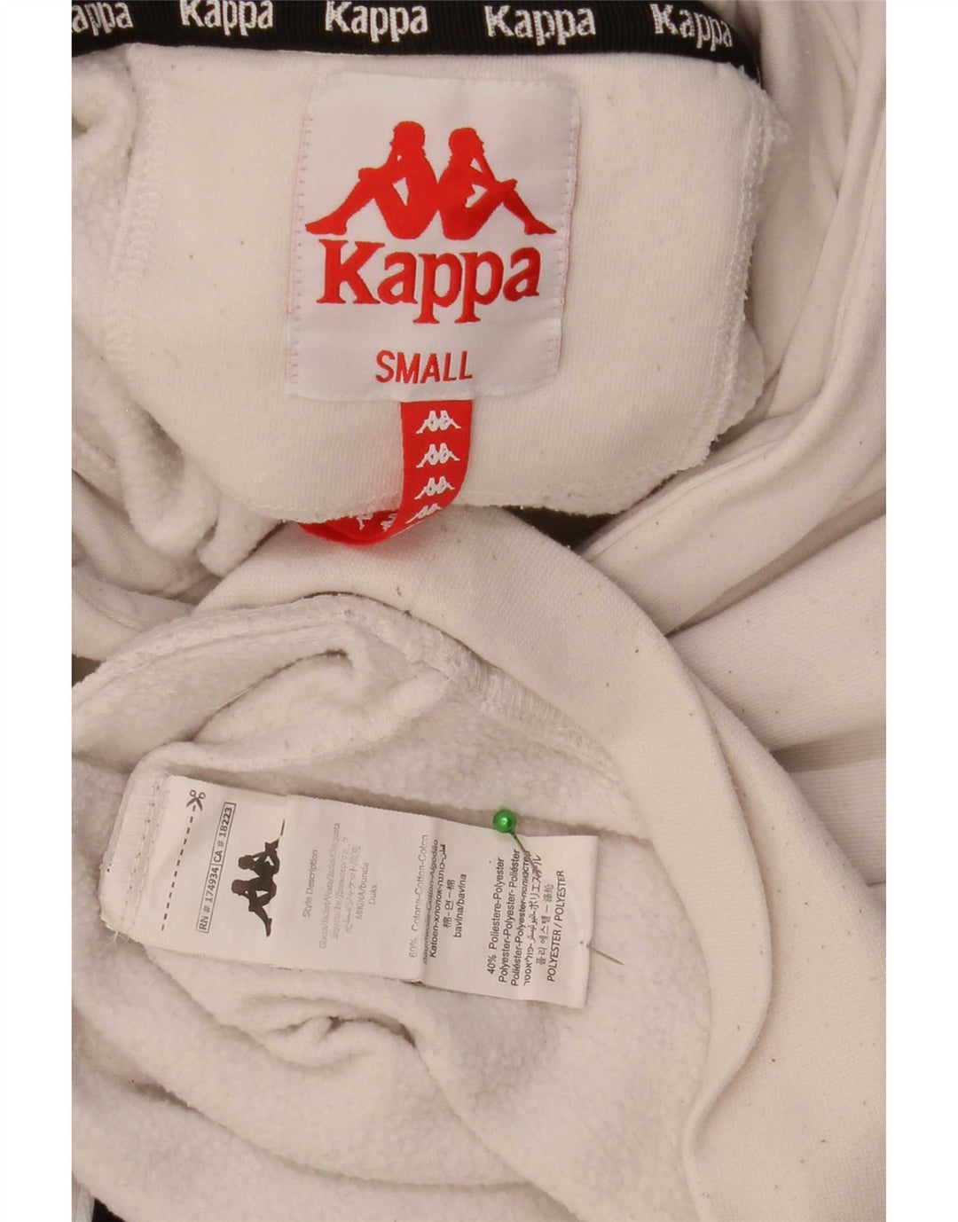 Kappa Mens Graphic Hoodie Jumper Small Off White Cotton