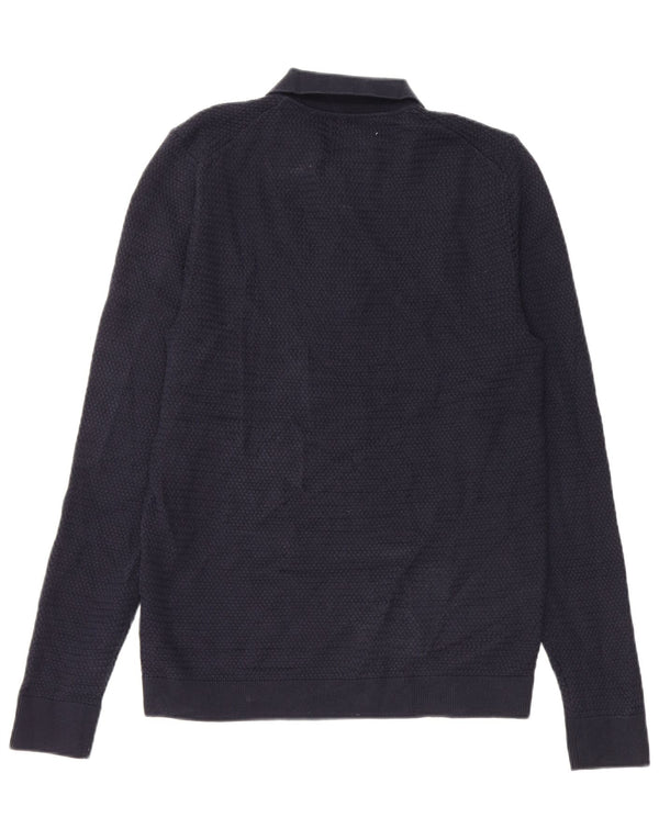 MARKS & SPENCER Mens Polo Neck Jumper Sweater UK 35/37 Small Navy Blue